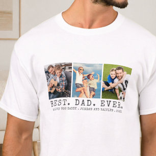 Modern BEST DAD EVER 3 Photos Personalized T-Shirt