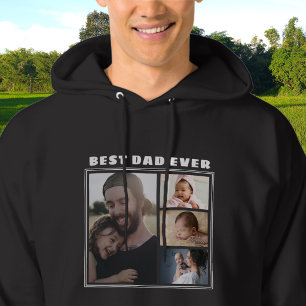 Modern Best Dad Ever 4 Photo Collage Black Hoodie