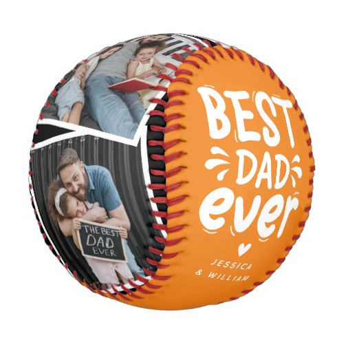 Modern Best Dad Ever 4 Photo Fathers Gift Baseball