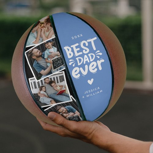 Modern Best Dad Ever 4 Photo Fathers Gift Basketball