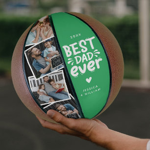 Modern Best Dad Ever 4 Photo Fathers Gift Basketball