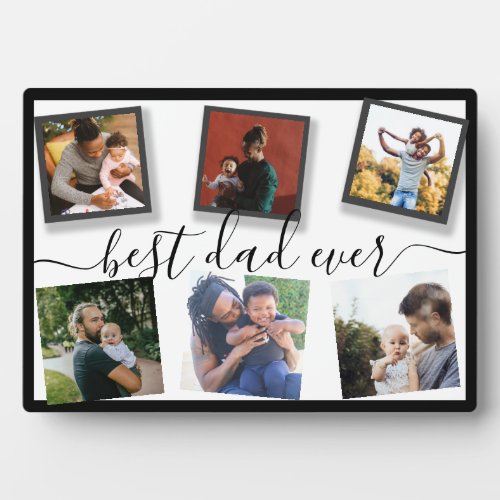 Modern Best Dad Ever 6 Photo Instagram Collage Plaque