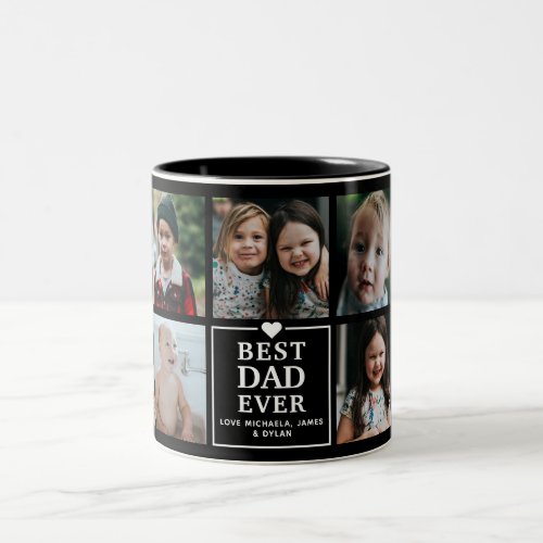 Modern Best Dad Ever 7_Photo Collage  Names Two_T Two_Tone Coffee Mug