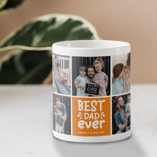 Modern 'Best Dad Ever' 9 Photo Keepsake Coffee Mug