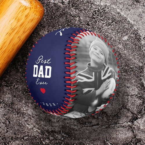 Modern Best Dad Ever Blue Fathers Day Custom Name Baseball