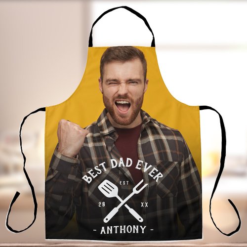Modern Best DAD Ever Cool Name Photo Mens Apron