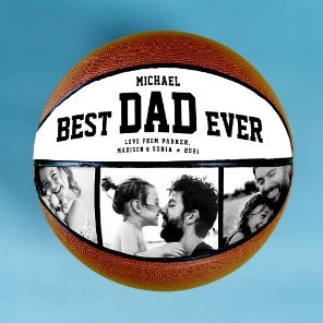 Modern BEST DAD EVER Cool Trendy Photo Collage Basketball