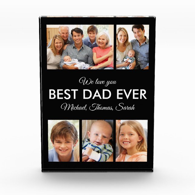 Modern Best Dad Ever Custom Father Photo Collage Block (Front)