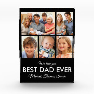 Modern Best Dad Ever Custom Father Photo Collage Block