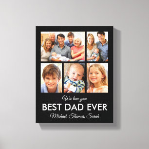 Modern Best Dad Ever Custom Father Photo Collage Canvas Print