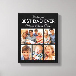 Modern Best Dad Ever Custom Father Photo Collage Canvas Print