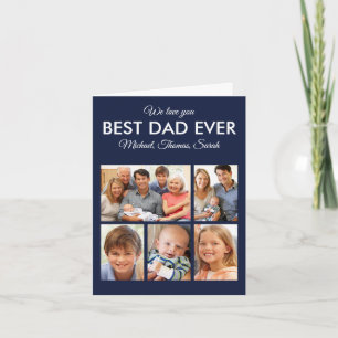 Modern Best Dad Ever Custom Father Photo Collage Card