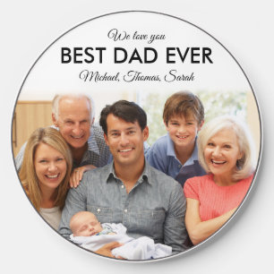 Modern Best Dad Ever Custom Father Photo Collage Wireless Charger
