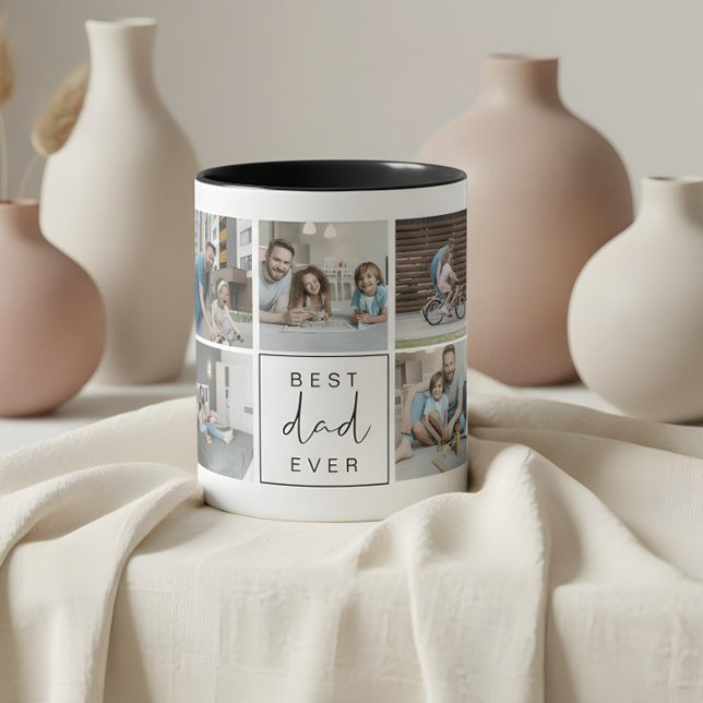 Modern Best Dad Ever Custom Photo Coffee Mug (Photo best dad ever coffee mug)