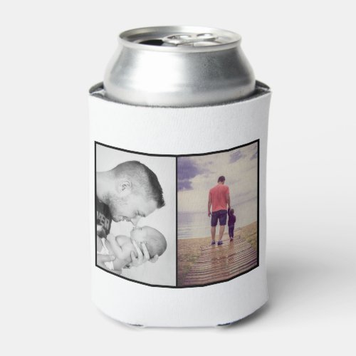 Modern Best Dad Ever Fathers Day 2 Photo Collage Can Cooler