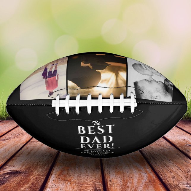 Modern Best Dad Ever Father`s Day 3 Photo Black Football (Creator Uploaded)