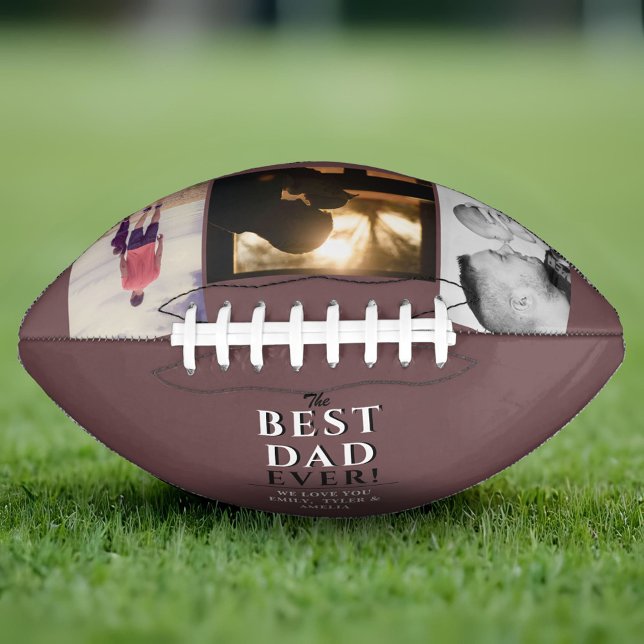 Modern Best Dad Ever Father`s Day 3 Photo Collage  Football (Creator Uploaded)