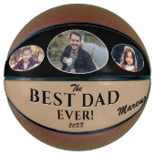 Modern Best Dad Ever Father`s Day Keepsake 3 Photo Basketball (Front)