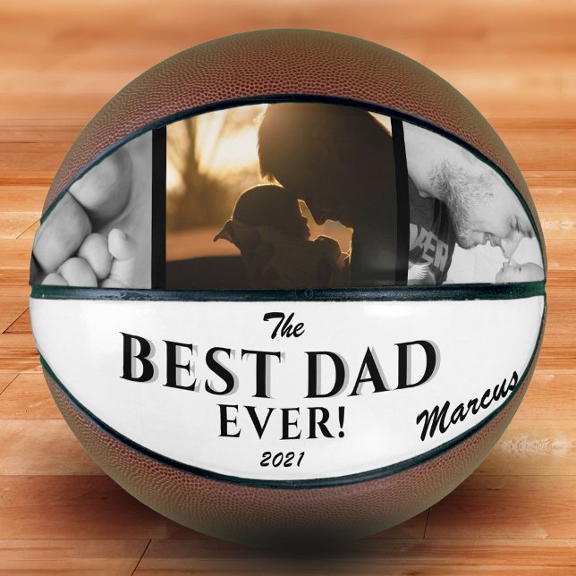 Modern Best Dad Ever Father`s Day Keepsake 3 Photo Basketball (Creator Uploaded)