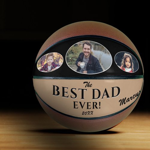 Modern Best Dad Ever Fathers Day Keepsake 3 Photo Basketball