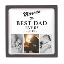 Modern Best Dad Ever Father`s Day Keepsake 3 Photo Gift Box