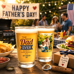 Modern Best Dad Ever Father`s Day Photo Glass Cup