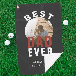 Modern Best Dad Ever Father`s Day Photo Golf Towel