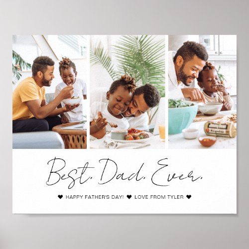 Modern Best Dad Ever Fathers Day 3 Photo Collage Poster