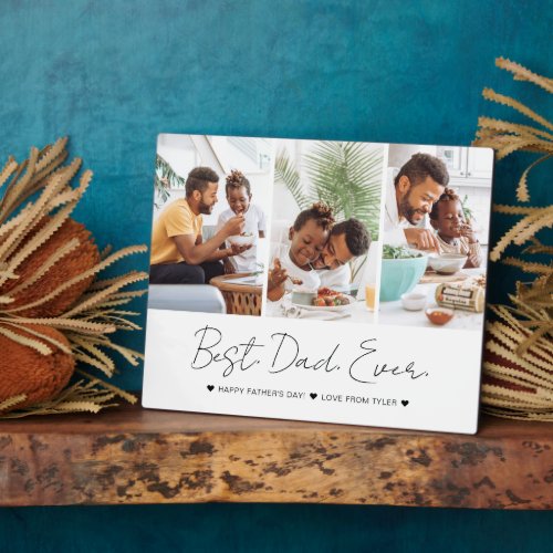 Modern Best Dad Ever Fathers Day Photo Collage Plaque