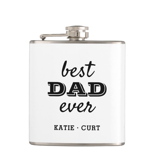 Modern Best Dad Ever Four Photo Flask (Front)