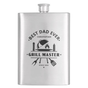 Modern Best Dad Ever Grill Master Personalized  Flask