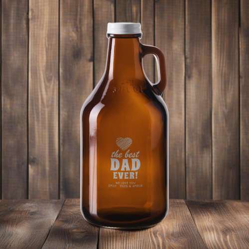 Modern Best Dad Ever Heart Fathers Day  Growler