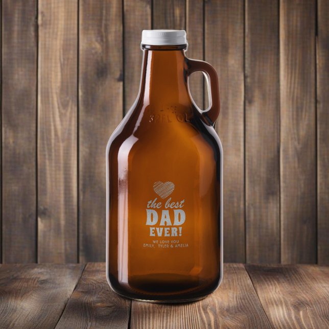 Modern Best Dad Ever Heart Father`s Day  Growler (Creator Uploaded)