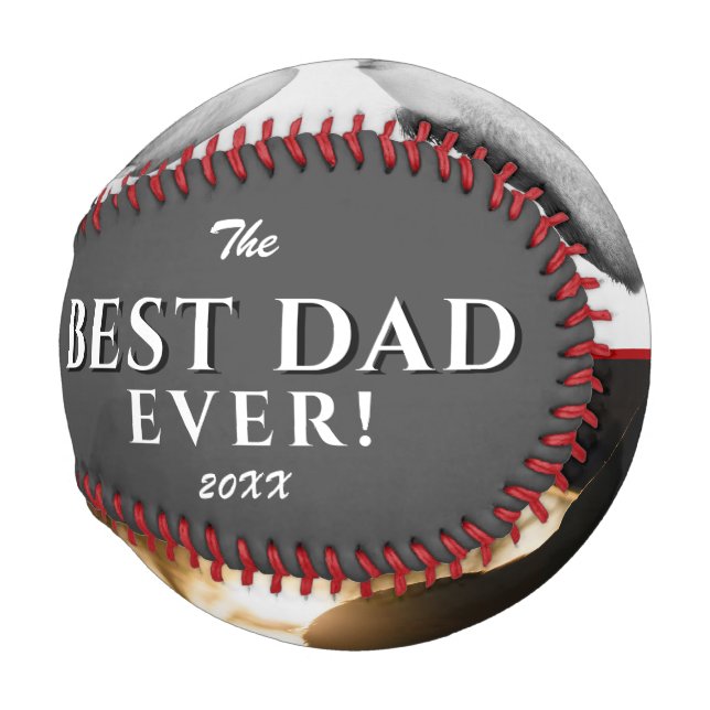 Modern Best Dad Ever Name Father`s Day Photo Baseball (Back Left)