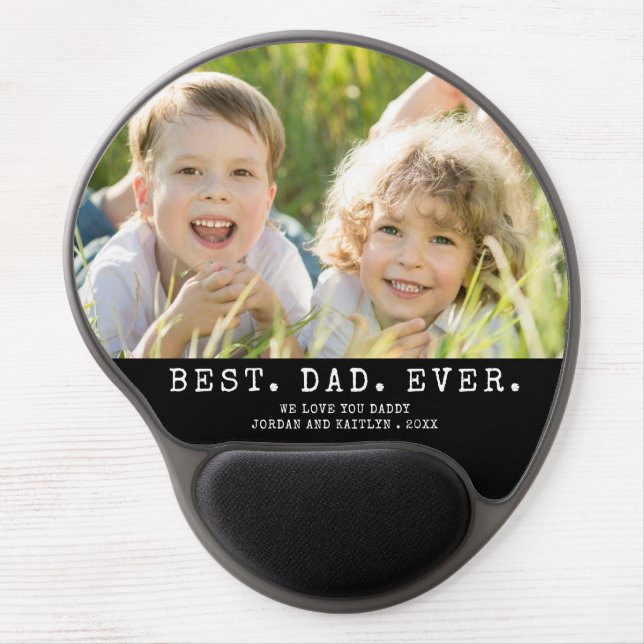 Modern BEST DAD EVER One Photo Personalized Gel Mouse Pad (Front)