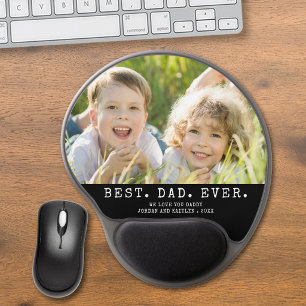 Modern BEST DAD EVER One Photo Personalized Gel Mouse Pad