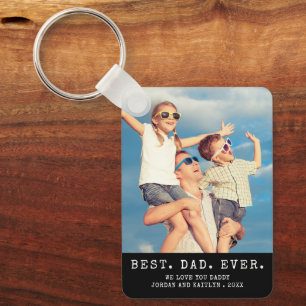 Modern BEST DAD EVER One Photo Personalized Keychain