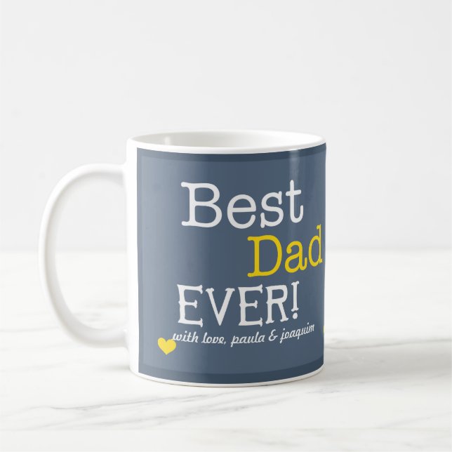 Modern Best Dad Ever Personalized Photo Coffee Mug (Left)