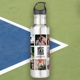 Modern BEST DAD EVER Photo Collage Cool Stainless Steel Water Bottle