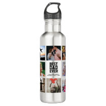 Modern BEST DAD EVER Photo Collage Cool Stainless Steel Water Bottle Modern BEST DAD EVER Photo Collage Cool Stainless Steel Water Bottle