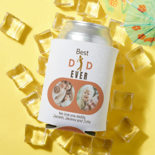 Modern Best Dad Ever Photo Collage Fathers Day Can Cooler