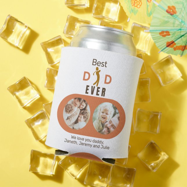 Modern Best Dad Ever Photo Collage Fathers Day Can Cooler (In Situ Summer)