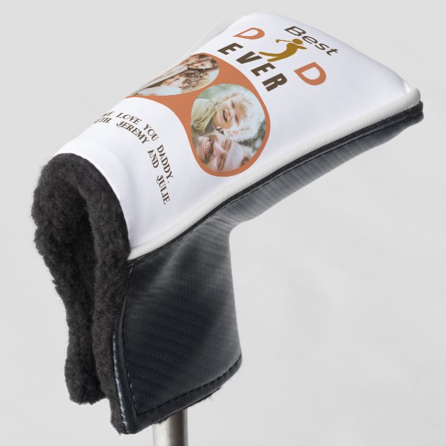 Modern Best Dad Ever Photo Collage Fathers Day Golf Head Cover (3/4 Front)