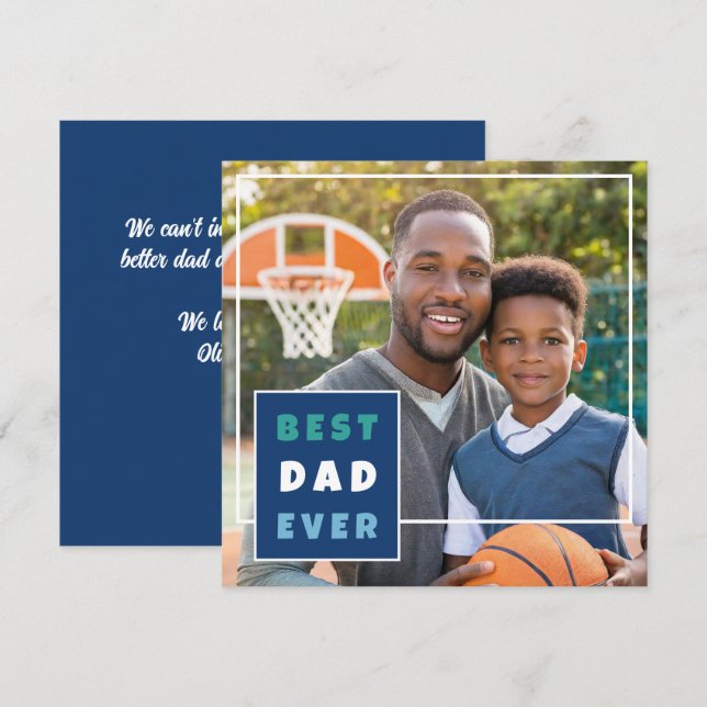 Modern Best Dad Ever Photo Collage Father's Day Holiday Card (Front/Back)