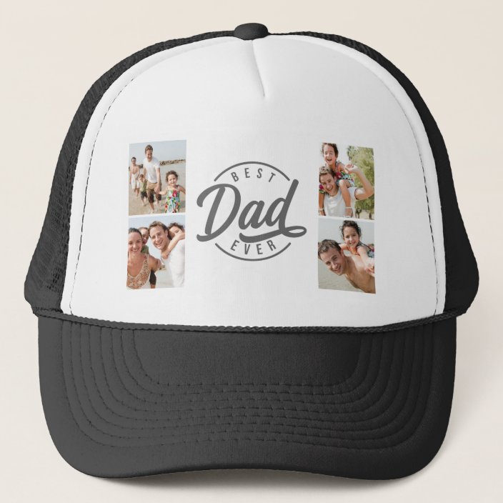 Modern Best Dad Ever Photo Collage Trucker Hat | Zazzle.com