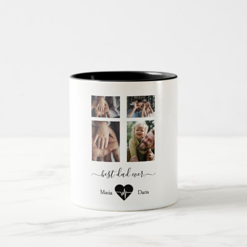 Modern best dad ever photo collage  Two_Tone coffee mug