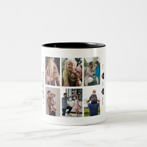 Modern best dad ever photo collage  Two_Tone coffee mug