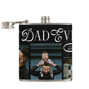 Modern Best Dad Ever Photo  Fathers Day Gifts Flask