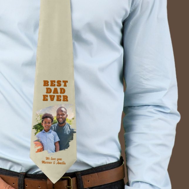 Modern Best Dad Ever Photo Father's Day  Neck Tie (Creator Uploaded)