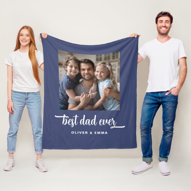 Modern Best Dad Ever Photo Fleece Blanket (In Situ)